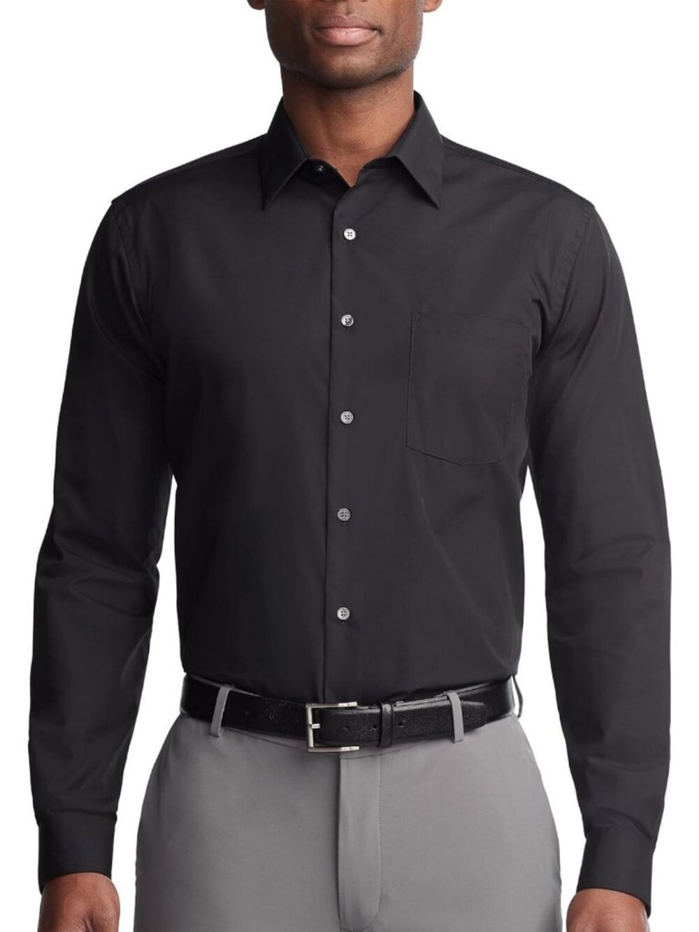 Men's Regular Fit Solid Poplin Dress Shirt - Classic Style, Versatile Wardrobe
